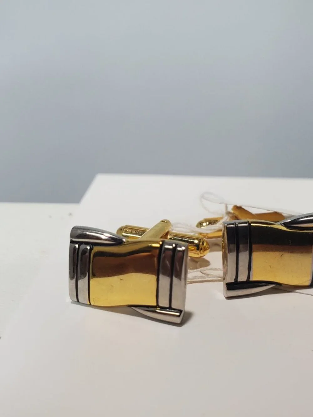 Vintage Two-Tone Gold and Silver-Plated 3-Piece Tie Clip & Cufflinks Set